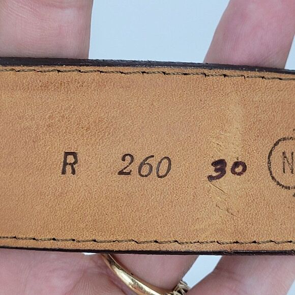 Vintage Nocona Belt Leather Inlay 30 Tan Silver Nickel B R Monogram Buckle - Picture 8 of 10